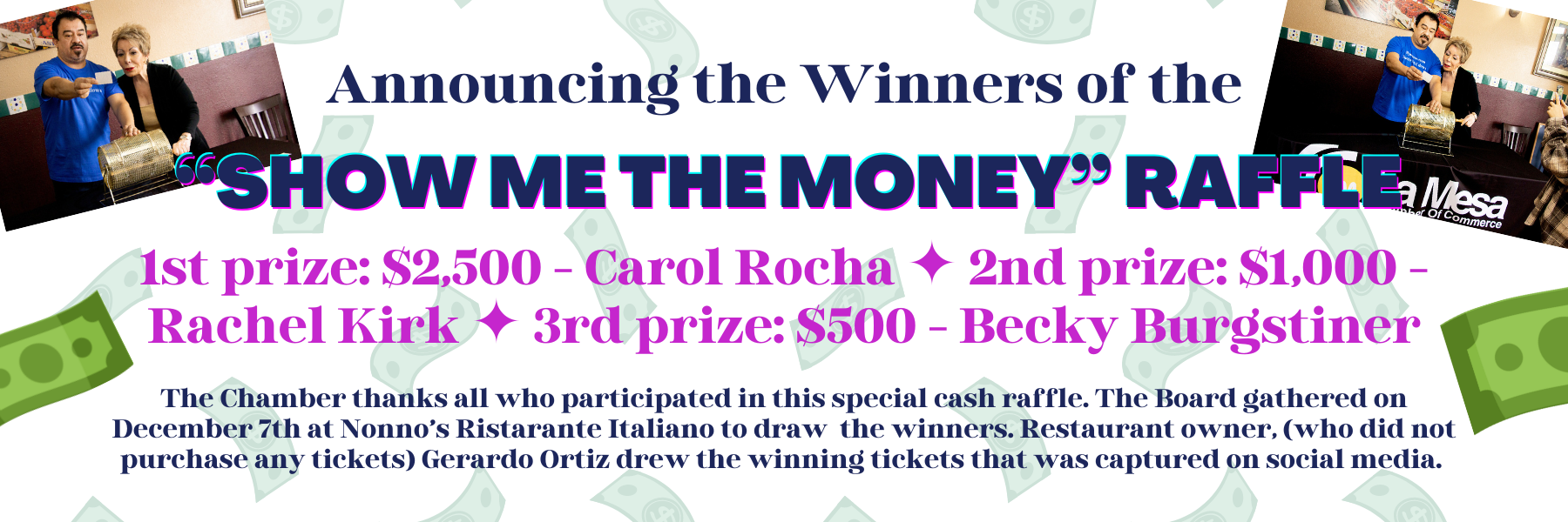 Show Me the Money Raffle Winners Announcement