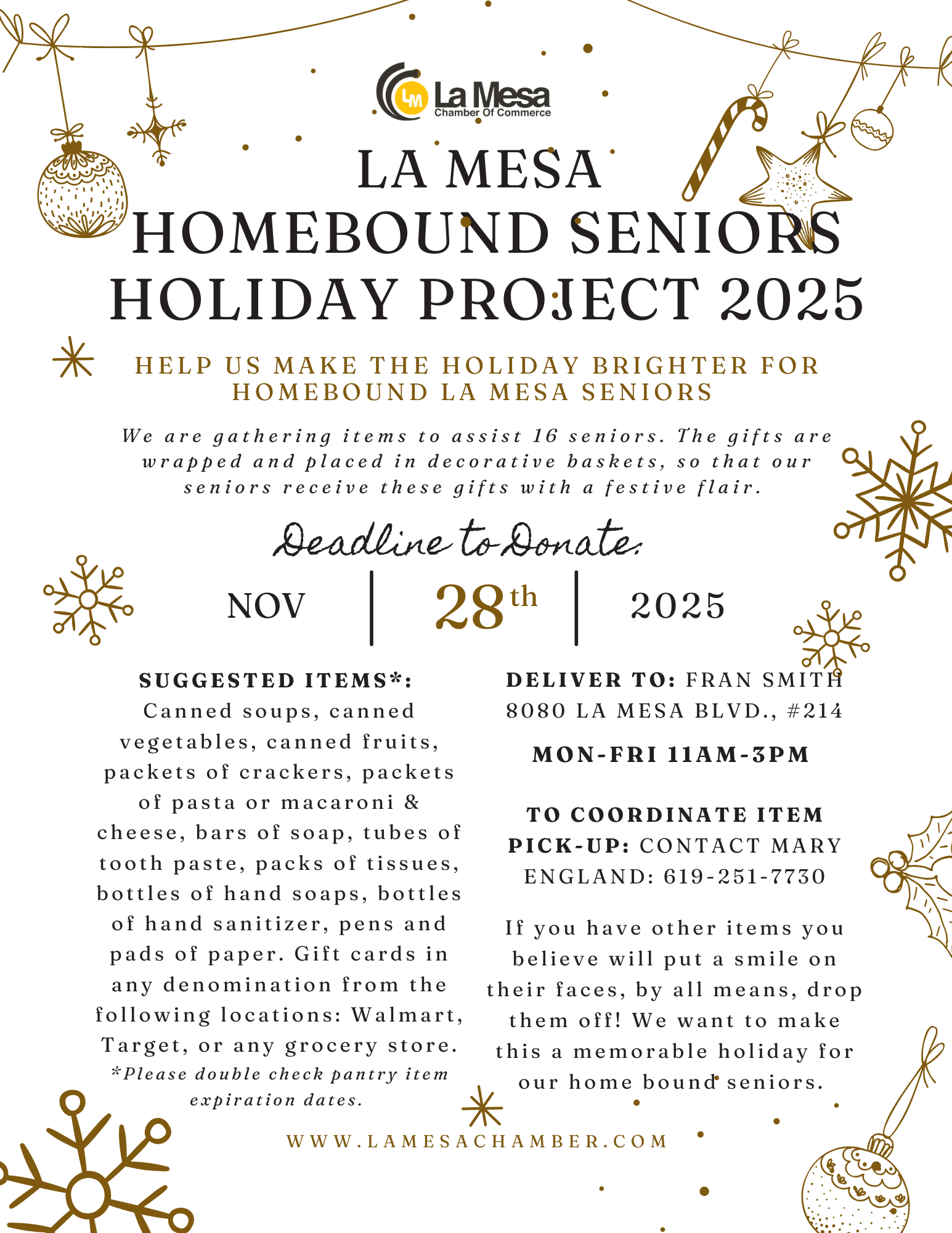 La Mesa Senior Holiday Project 2025 Flyer 8.5x11